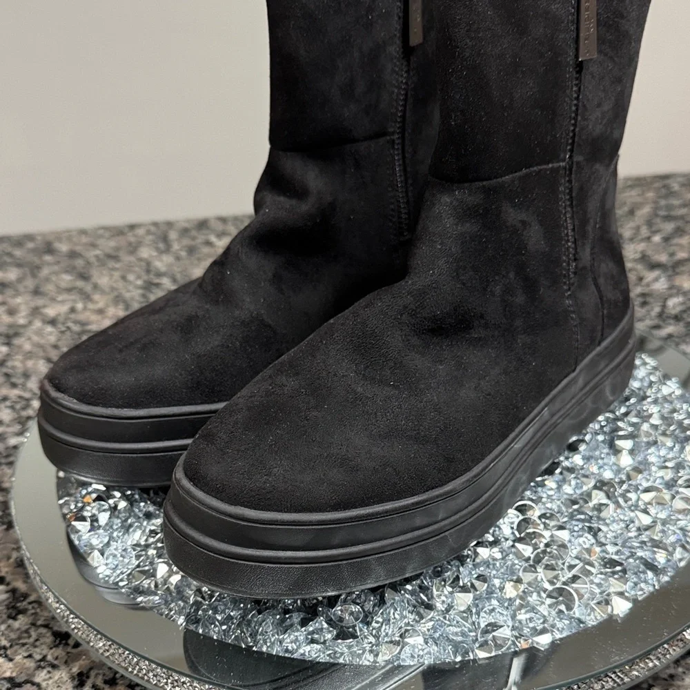 J Slides suede leather waterproof Black Winter ankle Boots NEW 8.5